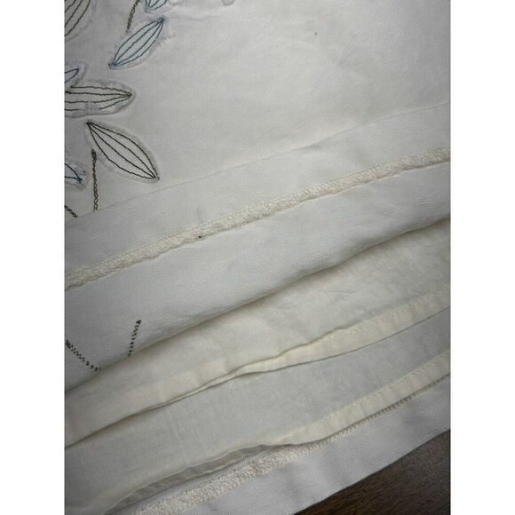 IZOD White LinenBlend Lined Skirt w/Floral Embroidery  Flowy Classic Feminine 16 - Picture 6 of 12